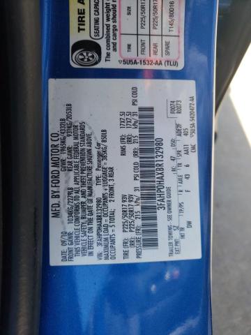 2011 Ford Fusion Se VIN: 3FAHP0HAXBR132980 Lot: 61484344