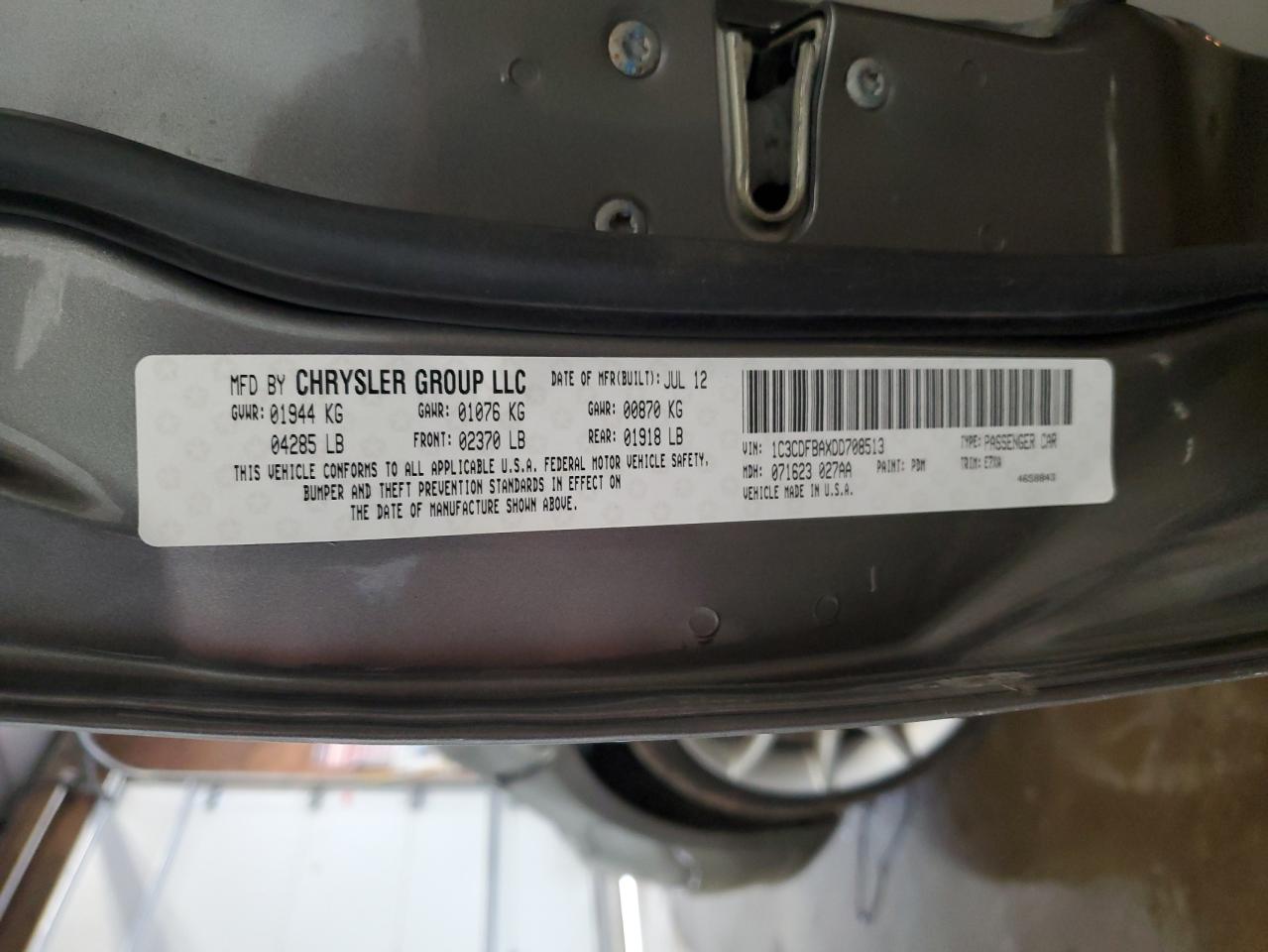 1C3CDFBAXDD708513 2013 Dodge Dart Sxt