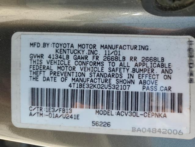 4T1BE32K02U532107 2002 Toyota Camry Le