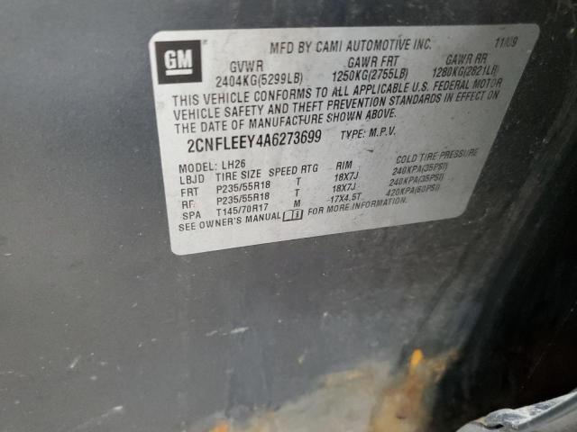 2010 Chevrolet Equinox Lt VIN: 2CNFLEEY4A6273699 Lot: 61686914