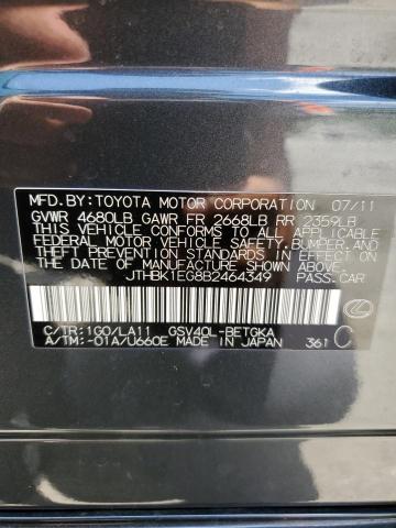 2011 Lexus Es 350 VIN: JTHBK1EG8B2464349 Lot: 62015904