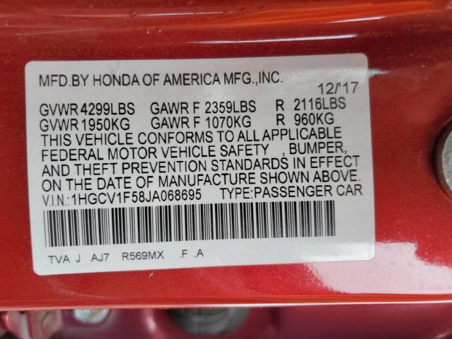 2018 HONDA ACCORD EXL - 1HGCV1F58JA068695
