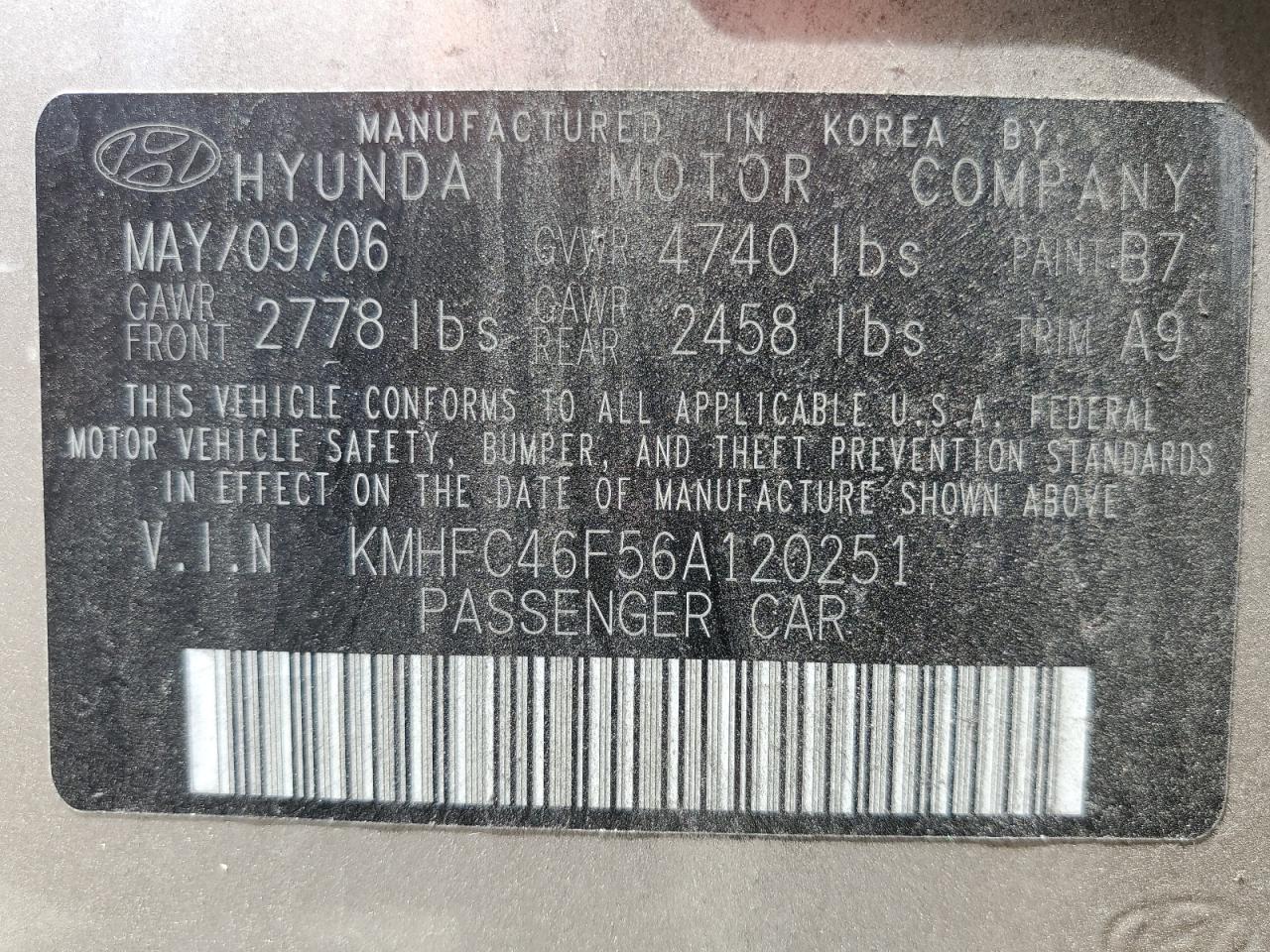 KMHFC46F56A120251 2006 Hyundai Azera Se