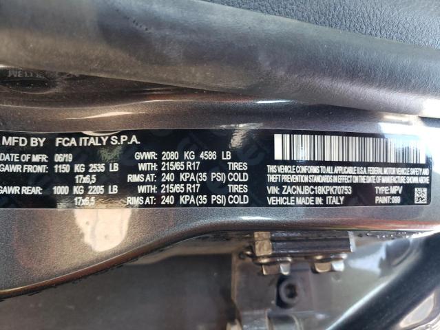 2019 Jeep Renegade Trailhawk VIN: ZACNJBC18KPK70753 Lot: 61347594