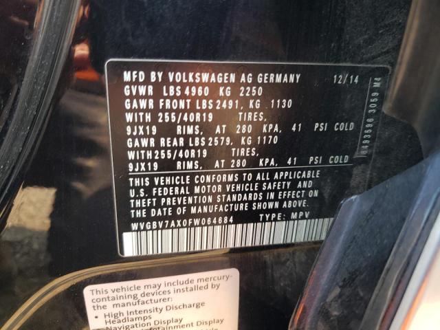 2015 VOLKSWAGEN TIGUAN S - WVGBV7AX0FW064684