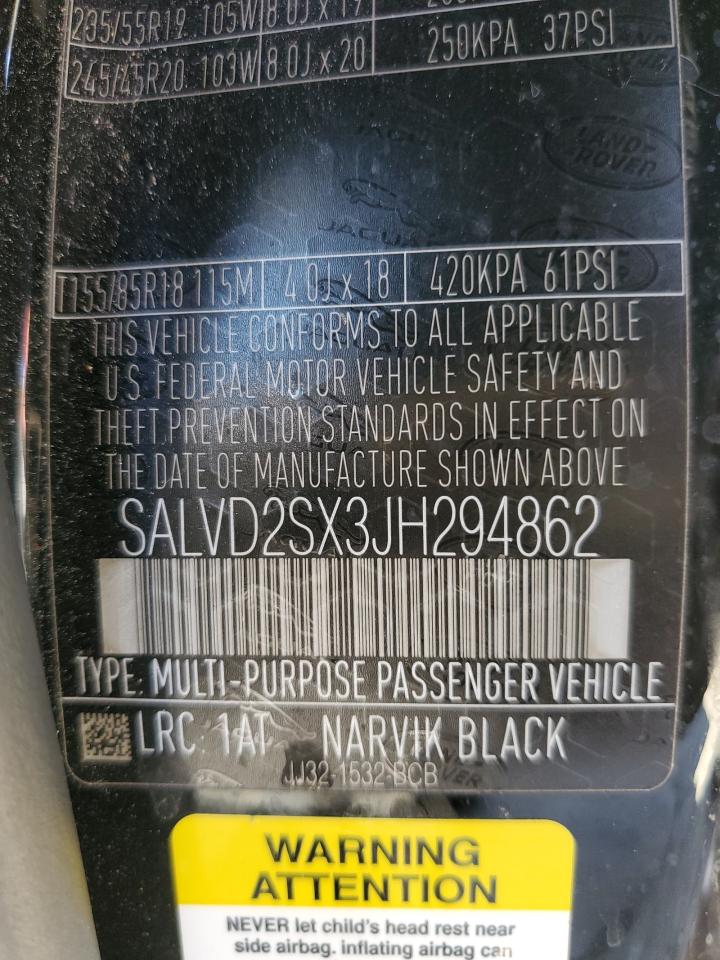 SALVD2SX3JH294862 2018 Land Rover Range Rover Evoque Hse Dynamic