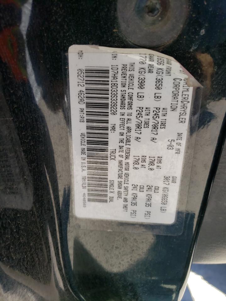 1D7HA18D33S339220 2003 Dodge Ram 1500 St
