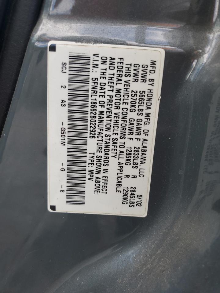 5FNRL18662B022926 2002 Honda Odyssey Ex
