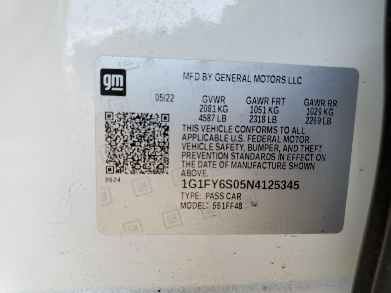 1G1FY6S05N4125345 2022 Chevrolet Bolt Euv Lt