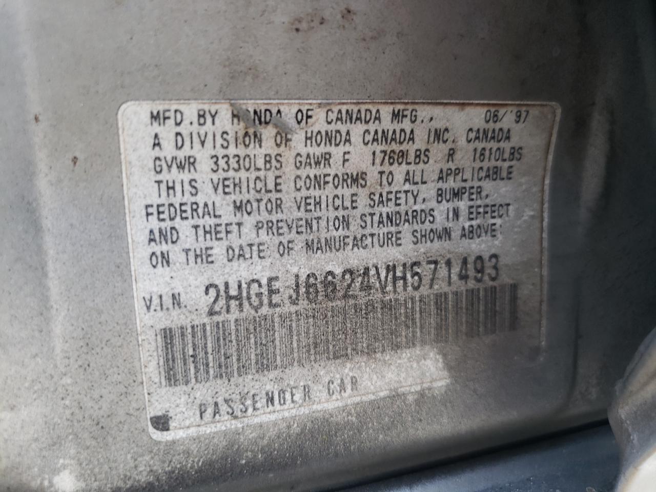 2HGEJ6624VH571493 1997 Honda Civic Dx 2HGEJ6624VH571493 1997 Honda Civic Dx
