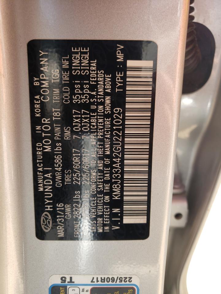 KM8J33A42GU221029 2016 Hyundai Tucson Limited