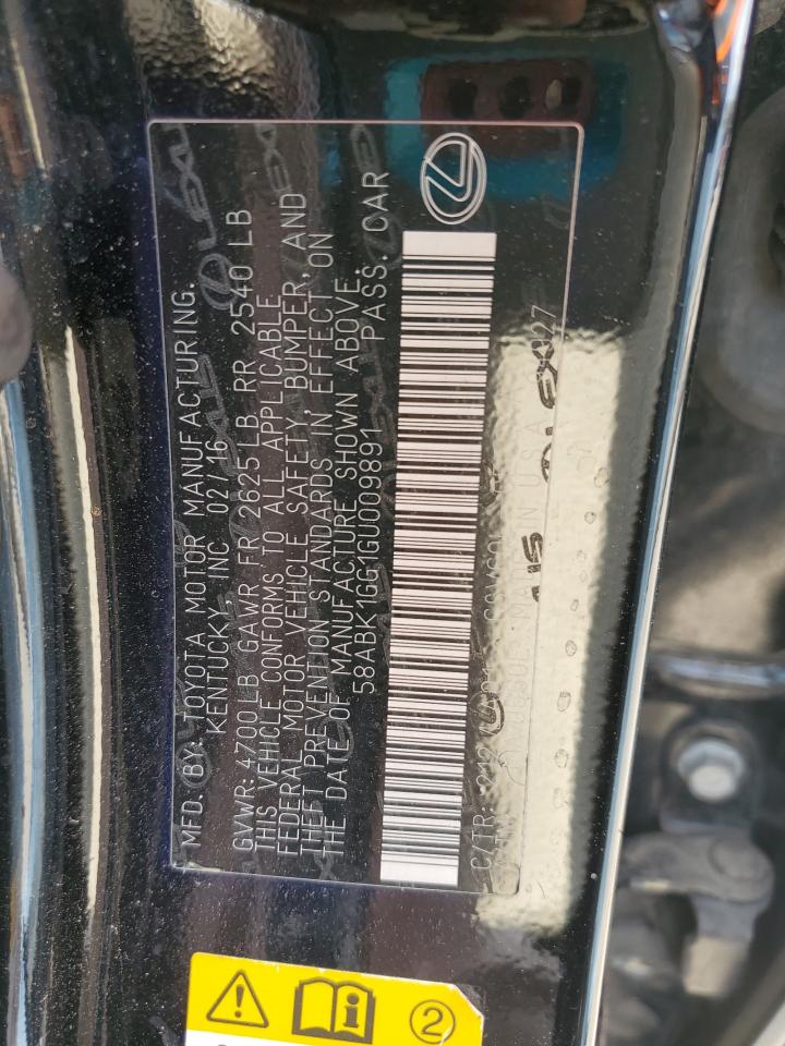 58ABK1GG1GU009891 2016 Lexus Es 350