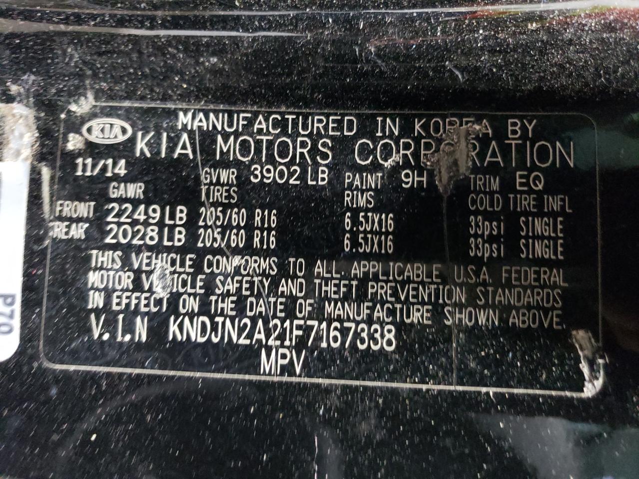 KNDJN2A21F7167338 2015 Kia Soul