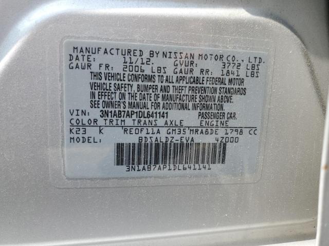 2013 Nissan Sentra S VIN: 3N1AB7AP1DL641141 Lot: 62242204