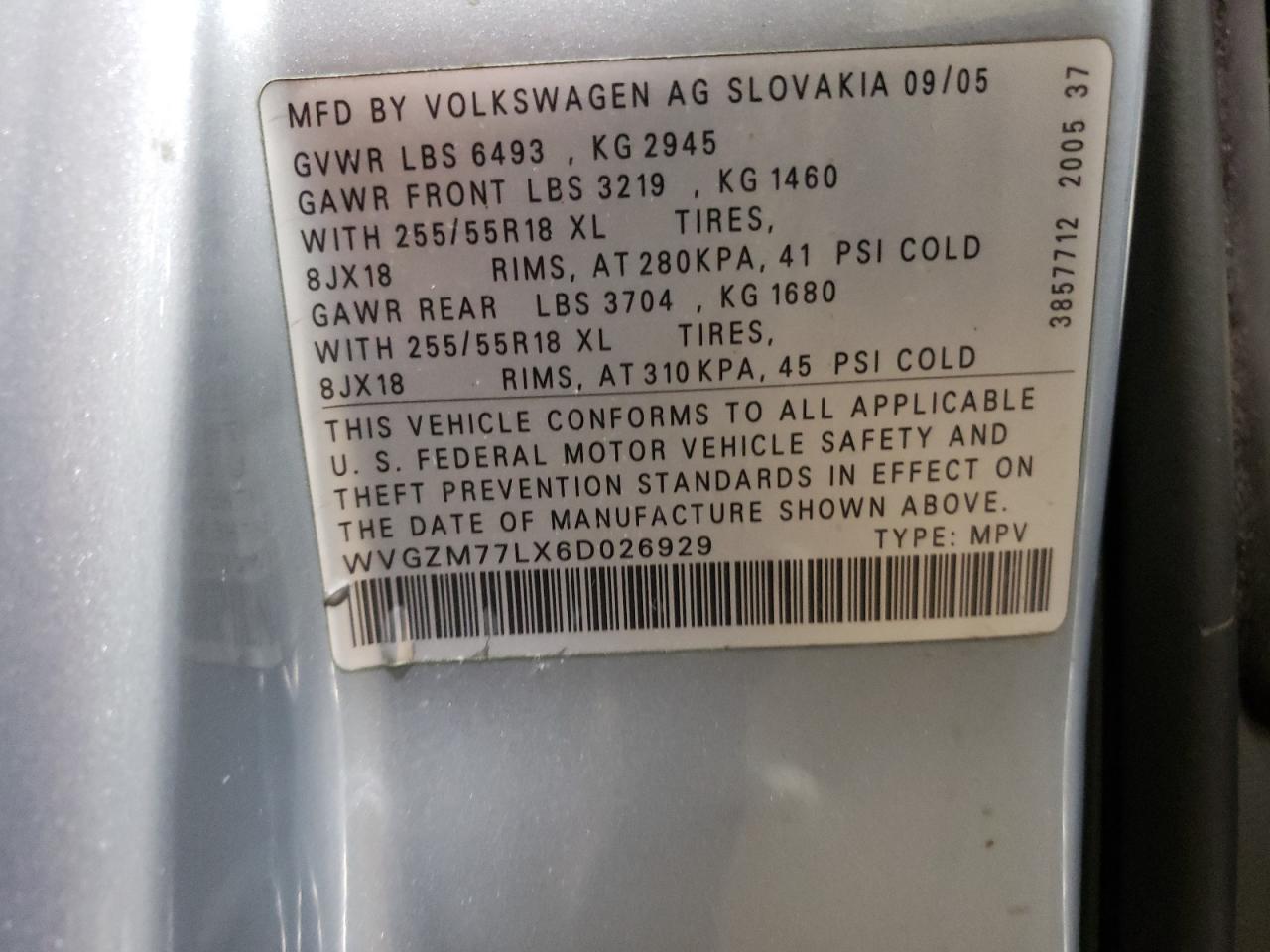 WVGZM77LX6D026929 2006 Volkswagen Touareg 4.2