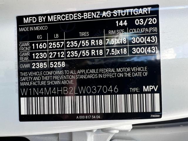 2020 Mercedes-Benz Glb 250 4Matic VIN: W1N4M4HB2LW037046 Lot: 63104564