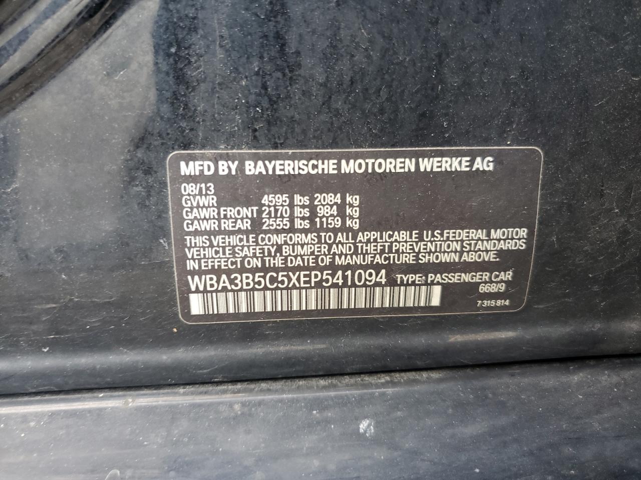 WBA3B5C5XEP541094 2014 BMW 328 Xi Sulev
