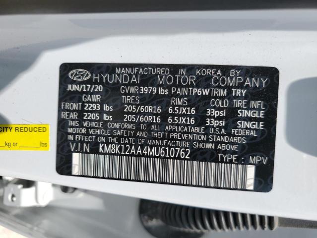 2021 Hyundai Kona Se VIN: KM8K12AA4MU610762 Lot: 60861844