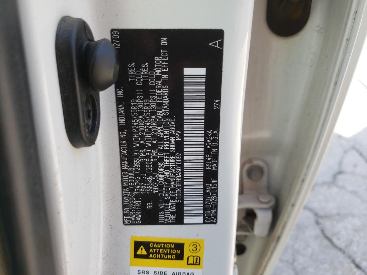 5TDDK3EH9AS010097 2010 Toyota Highlander Limited