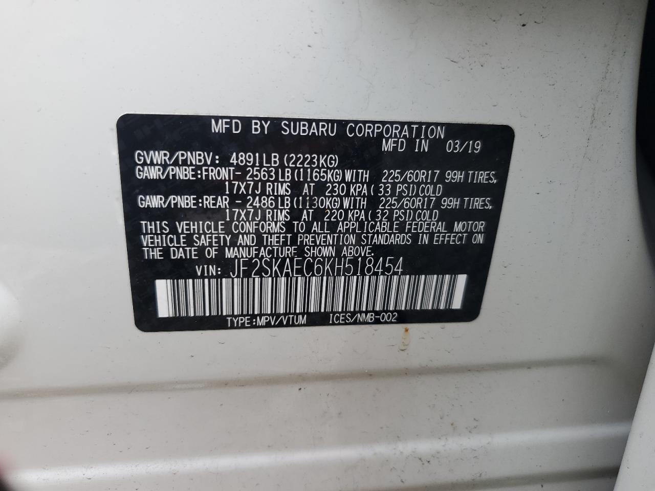 Lot #3004286681 2019 SUBARU FORESTER P