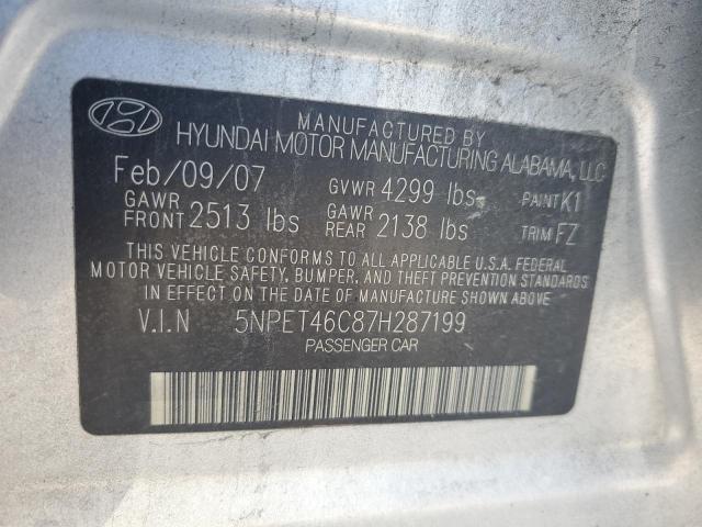 2007 Hyundai Sonata Gls VIN: 5NPET46C87H287199 Lot: 63288394