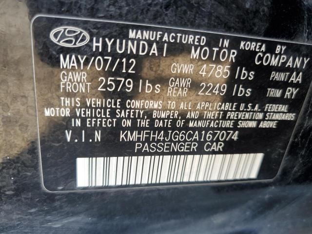 2012 Hyundai Azera Gls VIN: KMHFH4JG6CA167074 Lot: 61666664