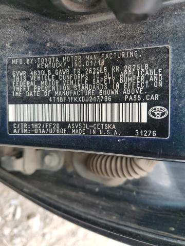 VIN 4T1BF1FKXDU217796 2013 Toyota Camry, L no.12