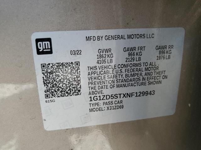 2022 CHEVROLET 136 1G1ZD5STXNF129943
