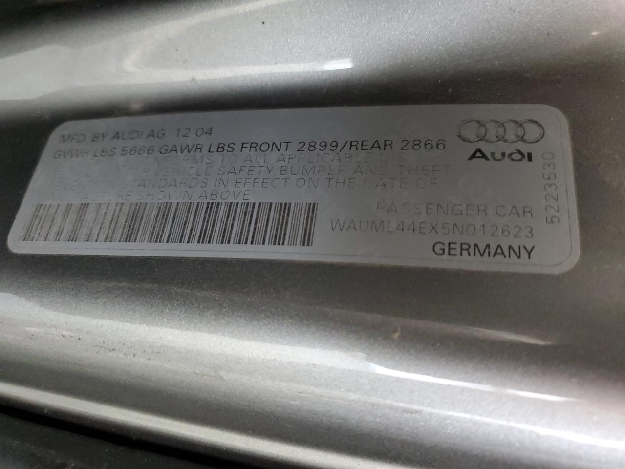 WAUML44EX5N012623 2005 Audi A8 L Quattro