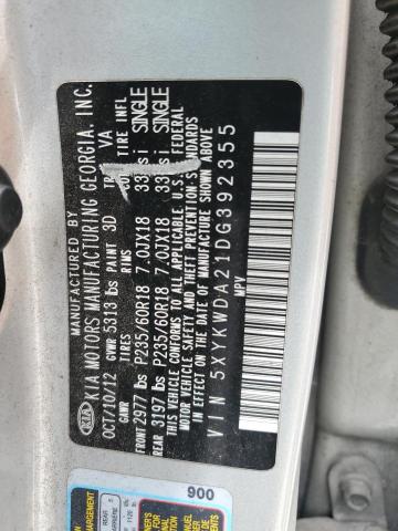 2013 Kia Sorento Sx VIN: 5XYKWDA21DG392355 Lot: 62868524