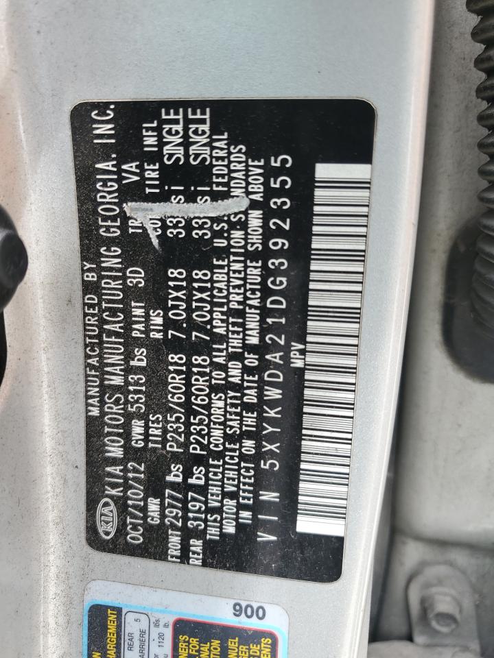 5XYKWDA21DG392355 2013 Kia Sorento Sx