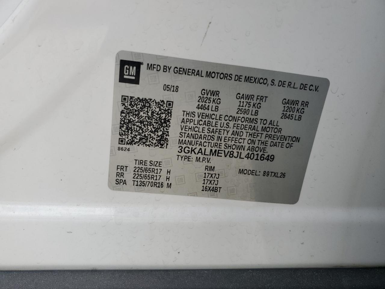 3GKALMEV8JL401649 2018 GMC Terrain Sle
