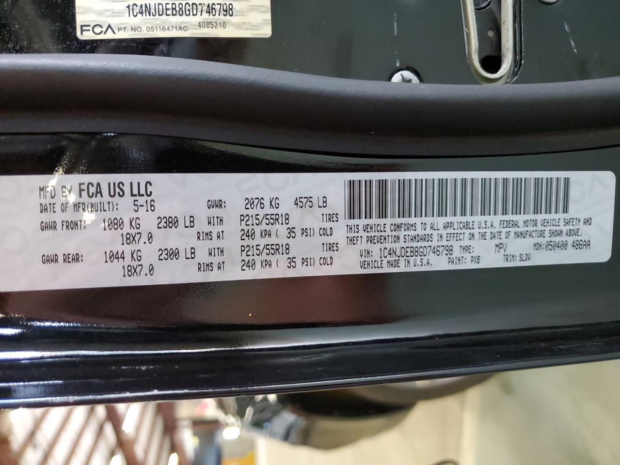 1C4NJDEB8GD746798 2016 Jeep Compass Latitude