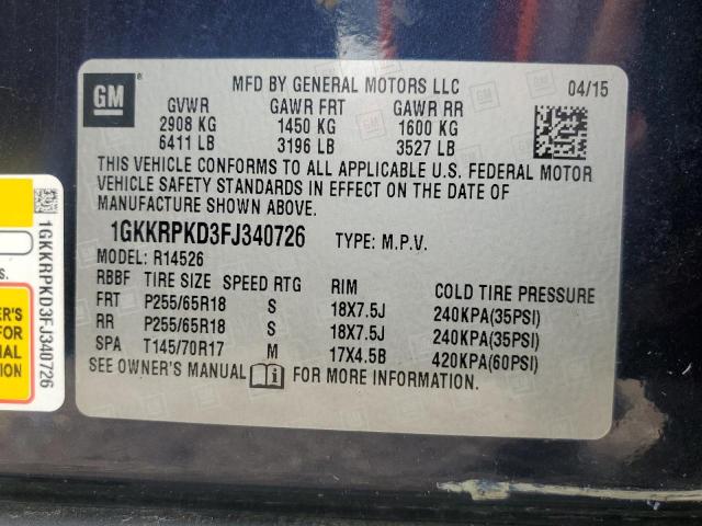 2015 GMC ACADIA SLE - 1GKKRPKD3FJ340726