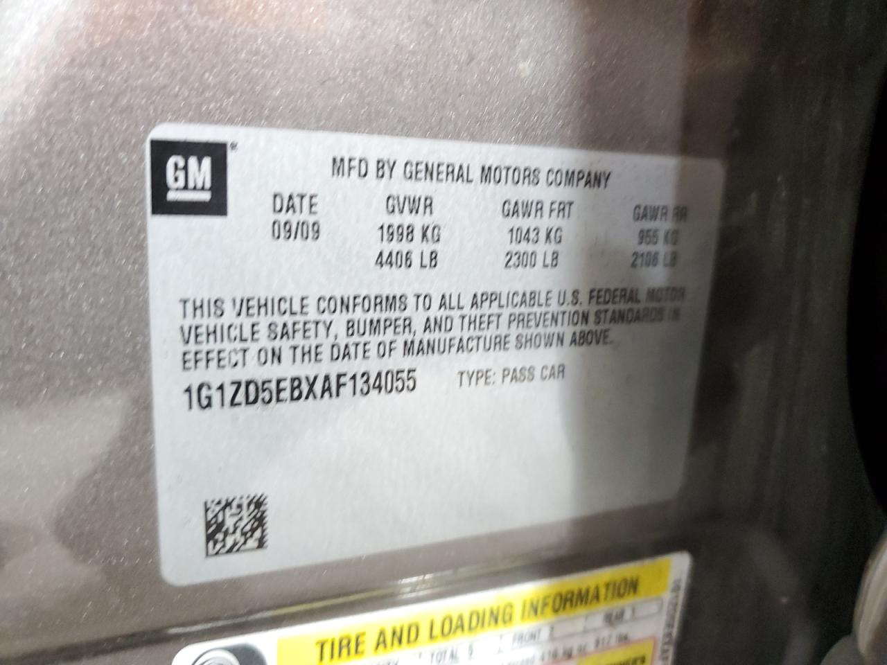 1G1ZD5EBXAF134055 2010 Chevrolet Malibu 2Lt