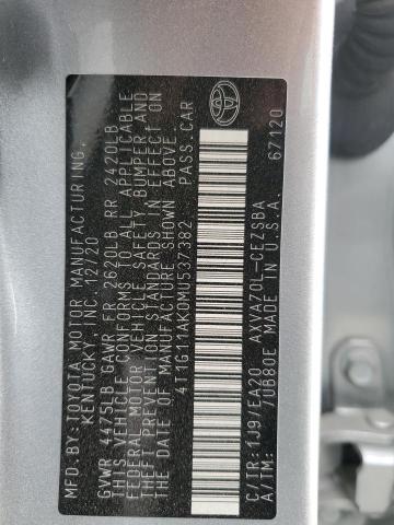 VIN 4T1G11AK0MU537382 2021 Toyota Camry, SE no.12