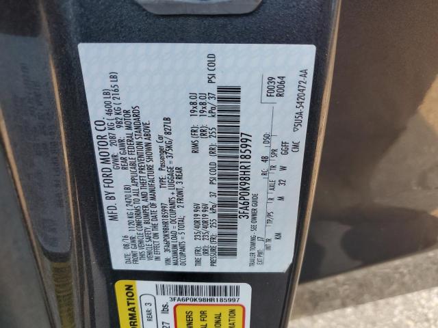 VIN 3FA6P0K98HR185997 2017 Ford Fusion, Titanium no.12