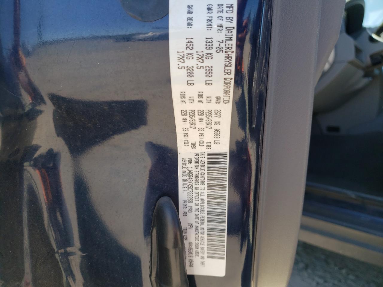 1J4GR48KX5C722268 2005 Jeep Grand Cherokee Laredo