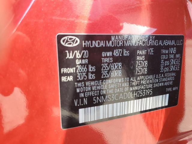 2020 Hyundai Santa Fe Sel VIN: 5NMS3CAD0LH253195 Lot: 61918144