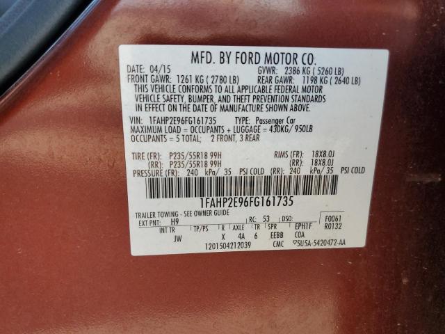 VIN 1FAHP2E96FG161735 2015 Ford Taurus, Sel no.13