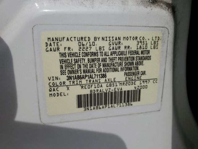 2010 Nissan Sentra 2.0 VIN: 3N1AB6AP1AL711386 Lot: 62266734