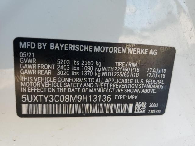 VIN 5UXTY3C08M9H13136 2021 BMW X3, Sdrive30I no.13