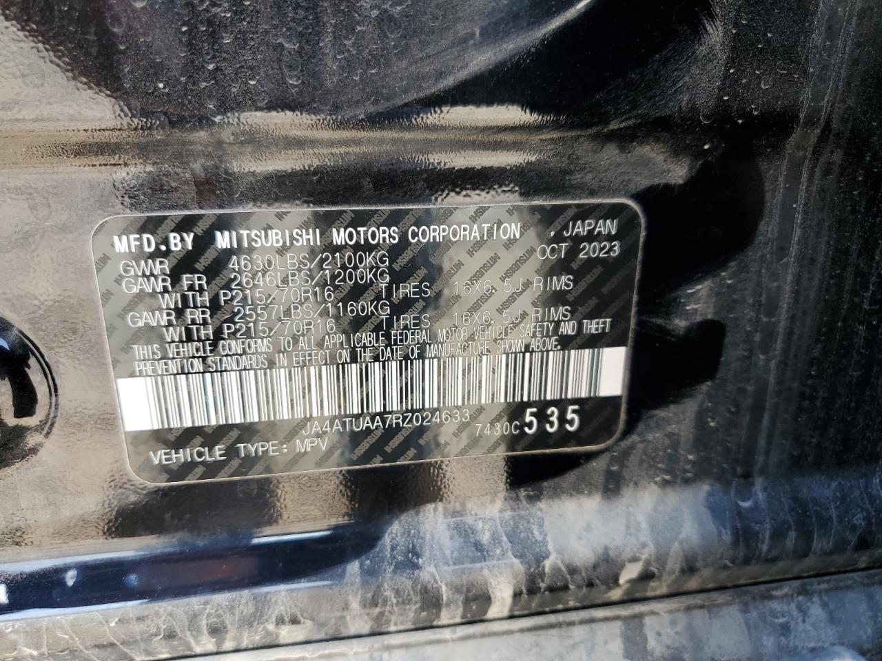 JA4ATUAA7RZ024633 2024 Mitsubishi Eclipse Cross Es