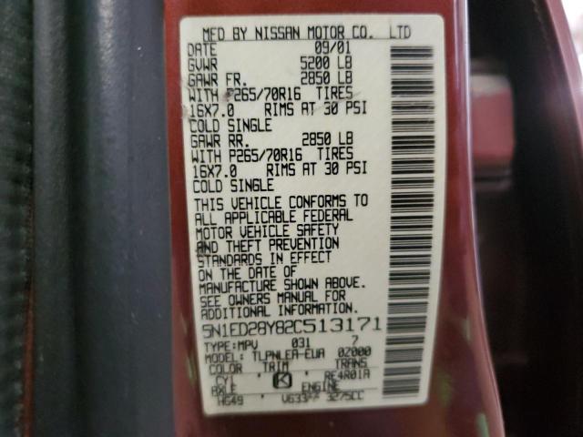 2002 Nissan Xterra Xe VIN: 5N1ED28Y82C513171 Lot: 62244394