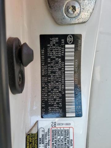 2006 Toyota Avalon Xl VIN: 4T1BK36B86U104360 Lot: 62747924