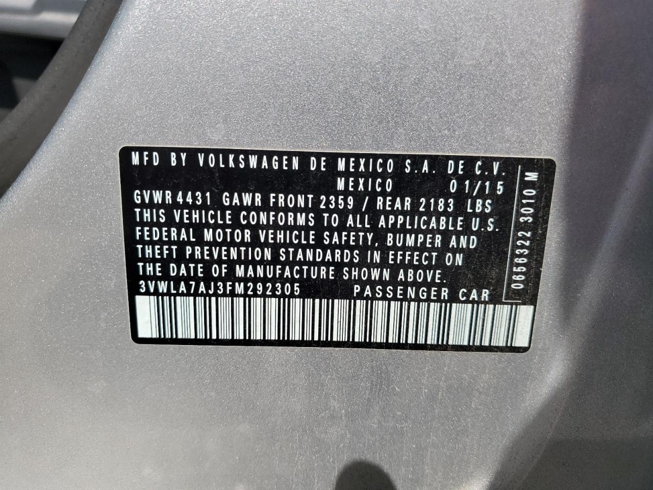 3VWLA7AJ3FM292305 2015 Volkswagen Jetta Tdi