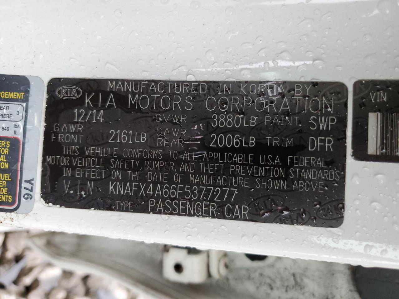 KNAFX4A66F5377277 2015 Kia Forte Lx