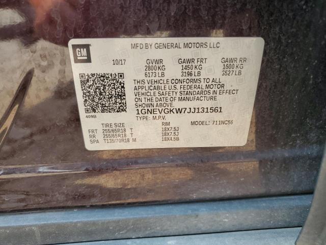 2018 CHEVROLET TRAVERSE L - 1GNEVGKW7JJ131561