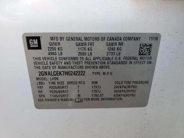 2017 CHEVROLET EQUINOX LT - 2GNALCEK7H6242222