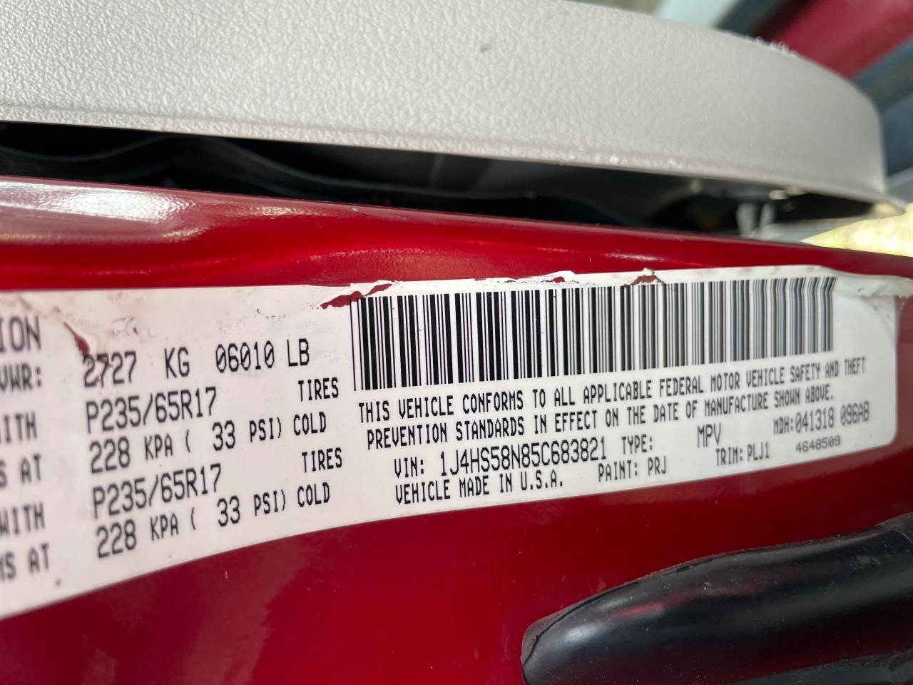 1J4HS58N85C683821 2005 Jeep Grand Cherokee Limited